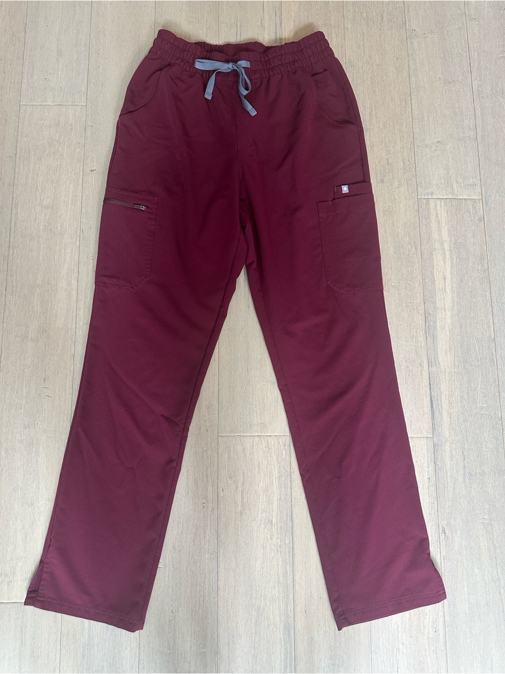 Figs Dowa High Rise Straight-Leg Scrub Pants in Burgundy MT